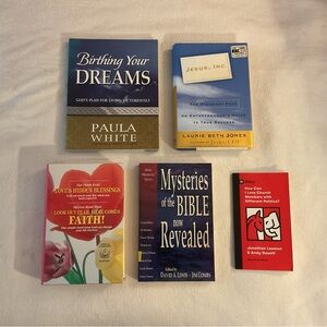 Assorted religious books 3 hardcover and 2 paperback